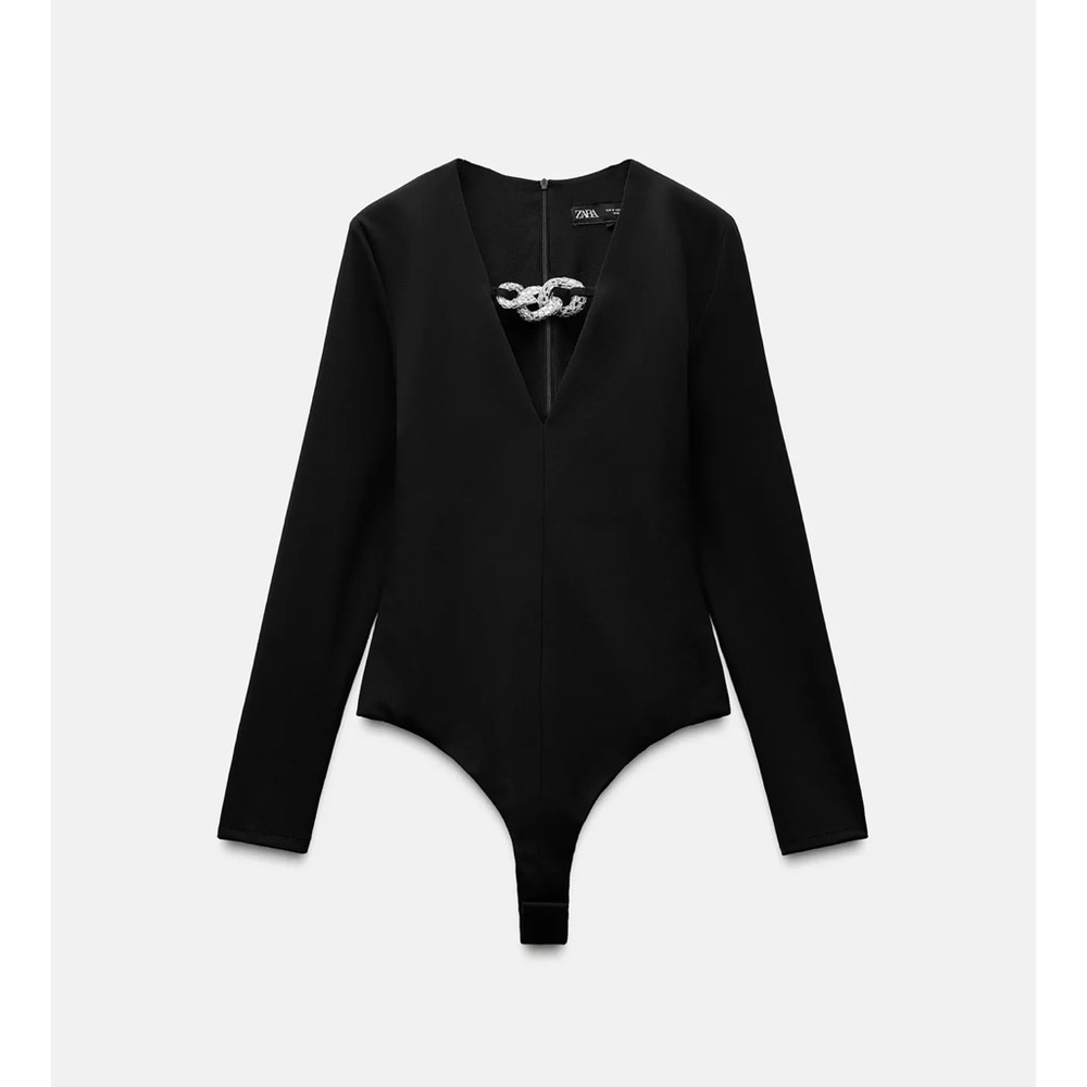 ZARA BEJEWELED STRETCH BODYSUIT - Picture 3 of 11